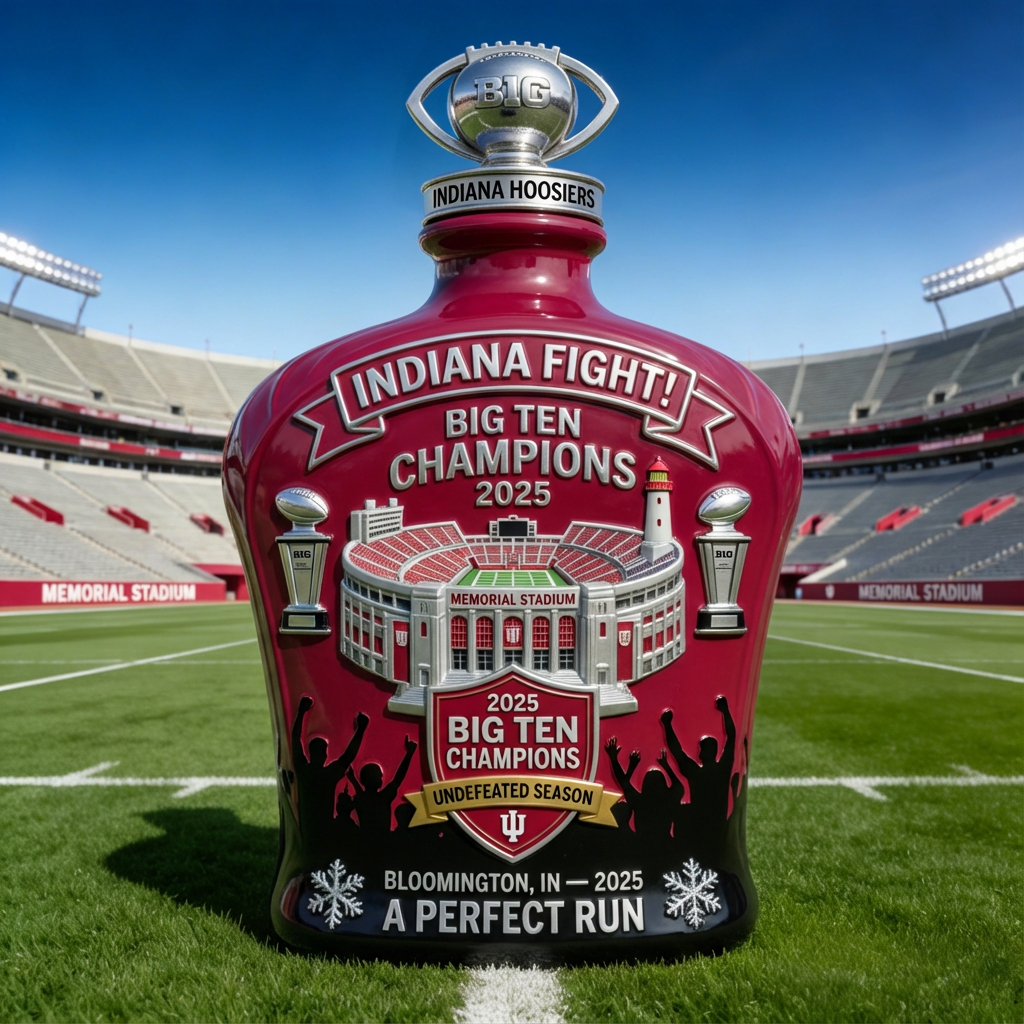 2025 Indiana Hoosiers Big Ten Champions Whiskey Decanter