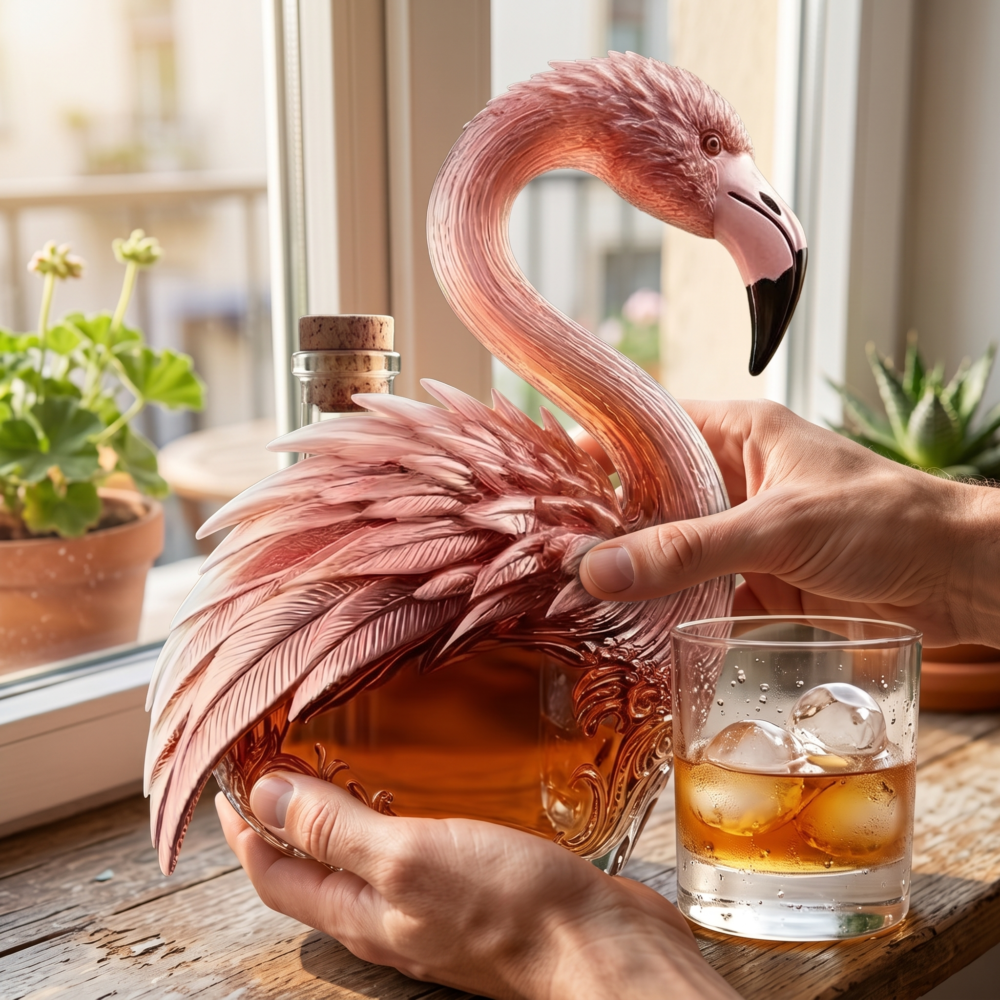Flamingo Crystal Collector Whiskey Bottle