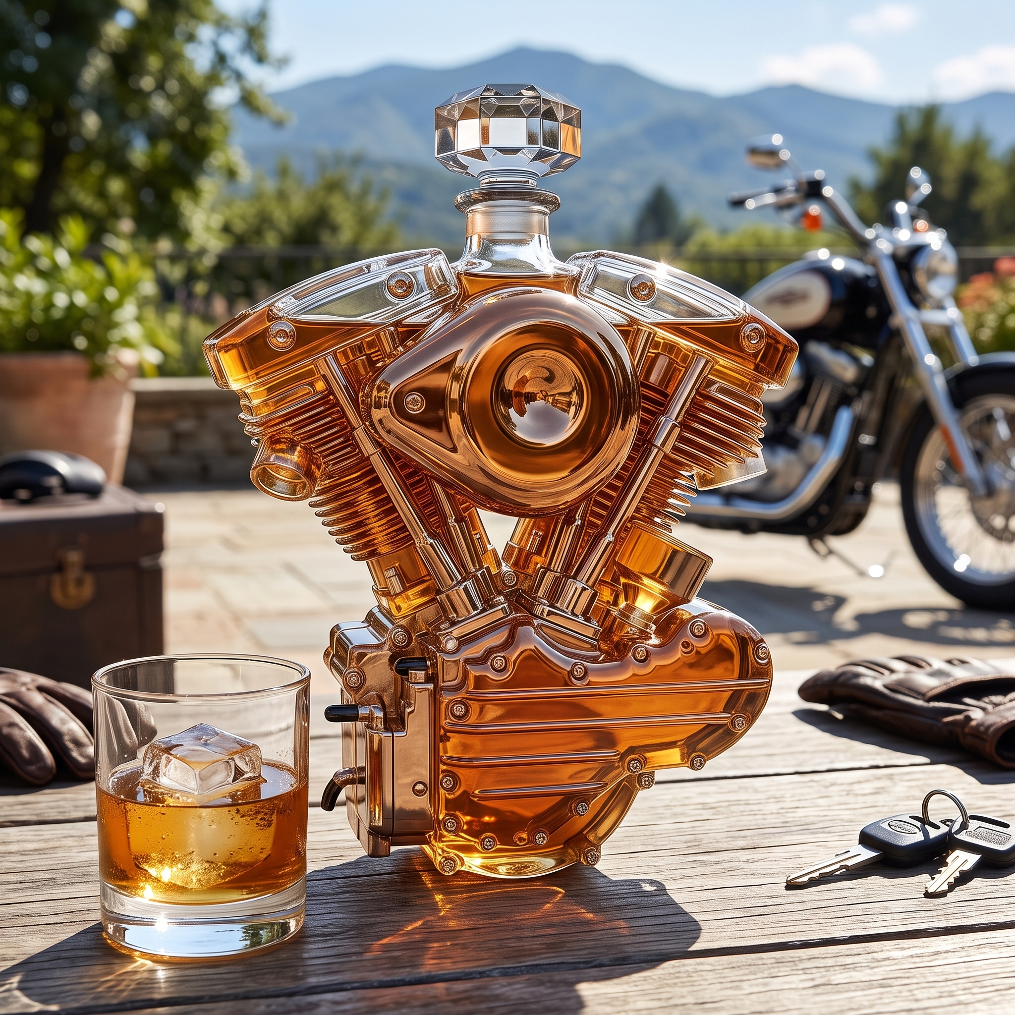 V-Twin Engine Collector Whiskey Bottle