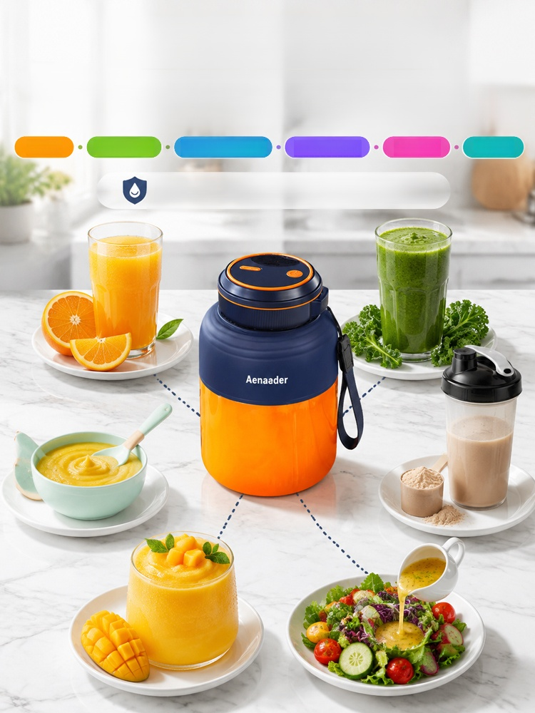 New portable juicer cup, rechargeable small multifunctional fruit juicer for home use, suitable for 1300ml Extra-Large Capacity for Whole Family!
