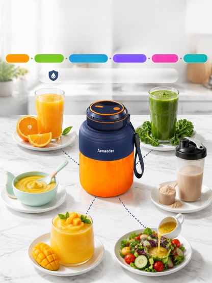 New portable juicer cup, rechargeable small multifunctional fruit juicer for home use, suitable for 1300ml Extra-Large Capacity for Whole Family!