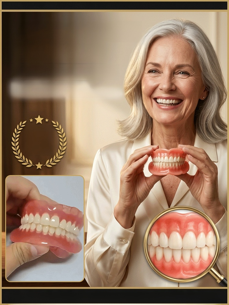 ADA-certified complete dentures (USA) 360-degree coverage, perfectly fitted to your mouth.