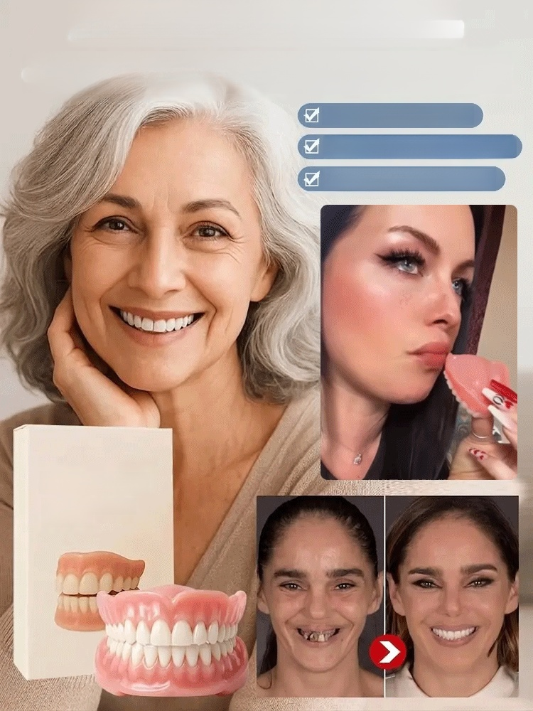  [Epic Upgrade] Premium Full Cover Dentures, Ditch Loose, Bulky Dentures! Get a Flawless Full-Arch Smile With Our Epic Suction Tech.