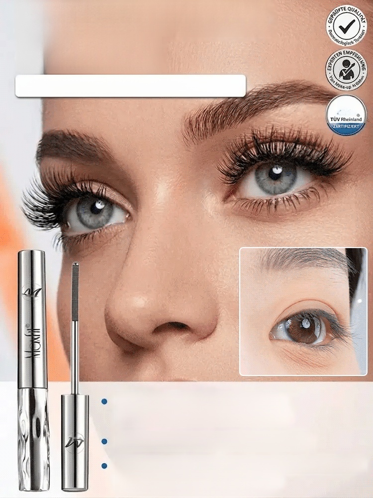 Lengthening Smudge-proof Mascara, For Short Lashes! 0.33mm Metal Brush Catches 1mm Roots for +30% Length in 2 Weeks