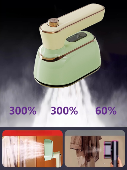 Folding steam iron, 10s fast heating with 180° rotating handle for easy flat and hanging ironing.