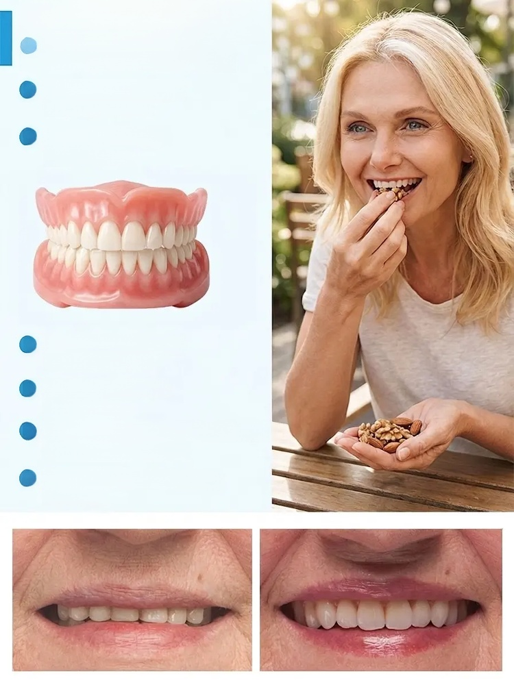  [Epic Upgrade] Premium Full Cover Dentures, Ditch Loose, Bulky Dentures! Get a Flawless Full-Arch Smile With Our Epic Suction Tech.