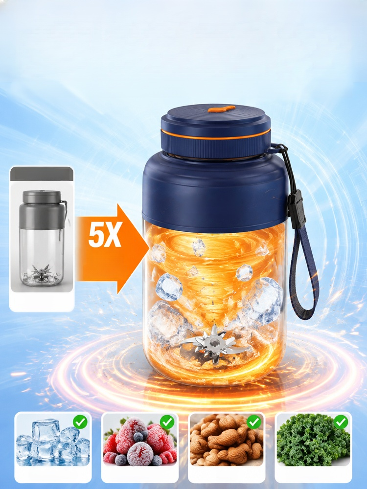 New portable juicer cup, rechargeable small multifunctional fruit juicer for home use, suitable for 1300ml Extra-Large Capacity for Whole Family!