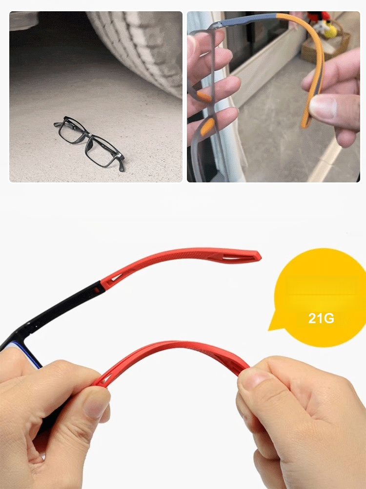 Anti-slip blue light reading glasses, Auto-tinting tech: clear indoors, sun-protection outdoors! Aviation-grade titanium. Only 8.5g, feels like nothing!