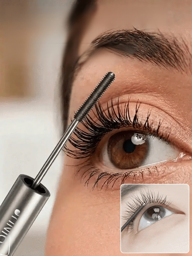 Lengthening Smudge-proof Mascara, For Short Lashes! 0.33mm Metal Brush Catches 1mm Roots for +30% Length in 2 Weeks