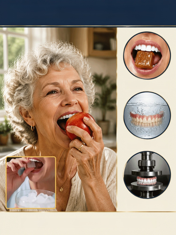 Ultra-realistic artificial teeth with the same shape and color as natural teeth, perfectly adapting to the gums without pain or uncomfortable pressure.