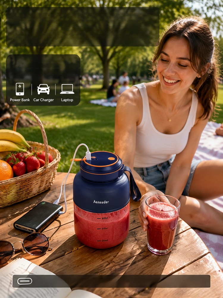 New portable juicer cup, rechargeable small multifunctional fruit juicer for home use, suitable for 1300ml Extra-Large Capacity for Whole Family!