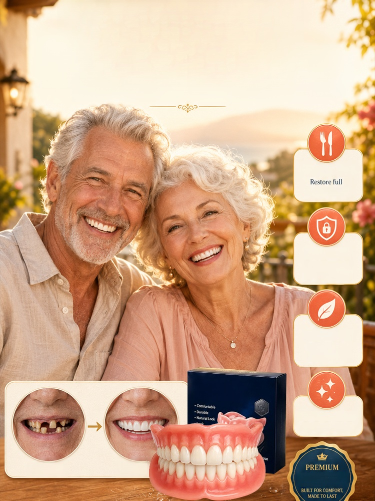 ADA-certified complete dentures (USA) 360-degree coverage, perfectly fitted to your mouth.