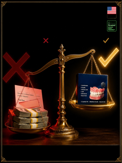 ADA-certified complete dentures (USA) 360-degree coverage, perfectly fitted to your mouth.