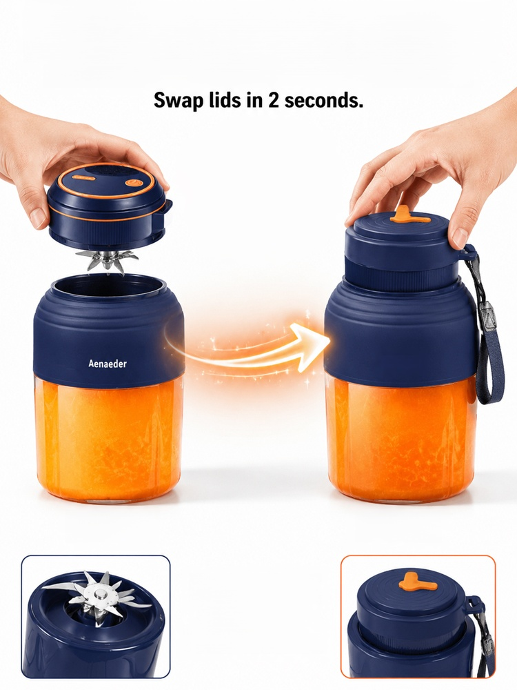 New portable juicer cup, rechargeable small multifunctional fruit juicer for home use, suitable for 1300ml Extra-Large Capacity for Whole Family!