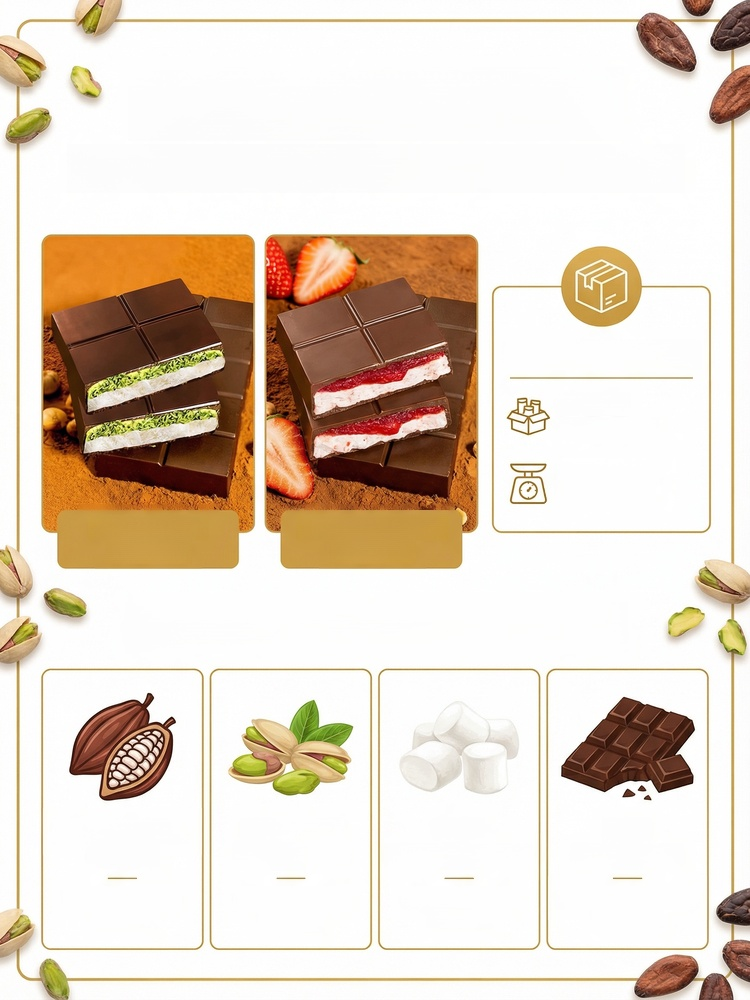 Dubai Style Pistachio Nougat Chocolate, Only 50 Cal! 0 Trans Fat, Guilt-Free Sweet Treat
