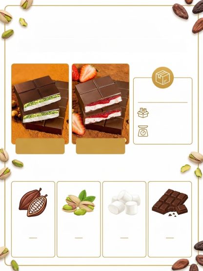 Dubai Style Pistachio Nougat Chocolate, Only 50 Cal! 0 Trans Fat, Guilt-Free Sweet Treat