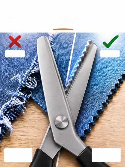 [Automatic Edge Sealing] Multi-functional Serrated Edge Scissors, Stop Fabric Fraying Instantly! German Hardened Steel. Zero-Fray Edges.