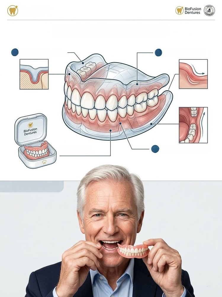 Light up your smile! Proper custom dentures for total confidence. Natural look & fit. 