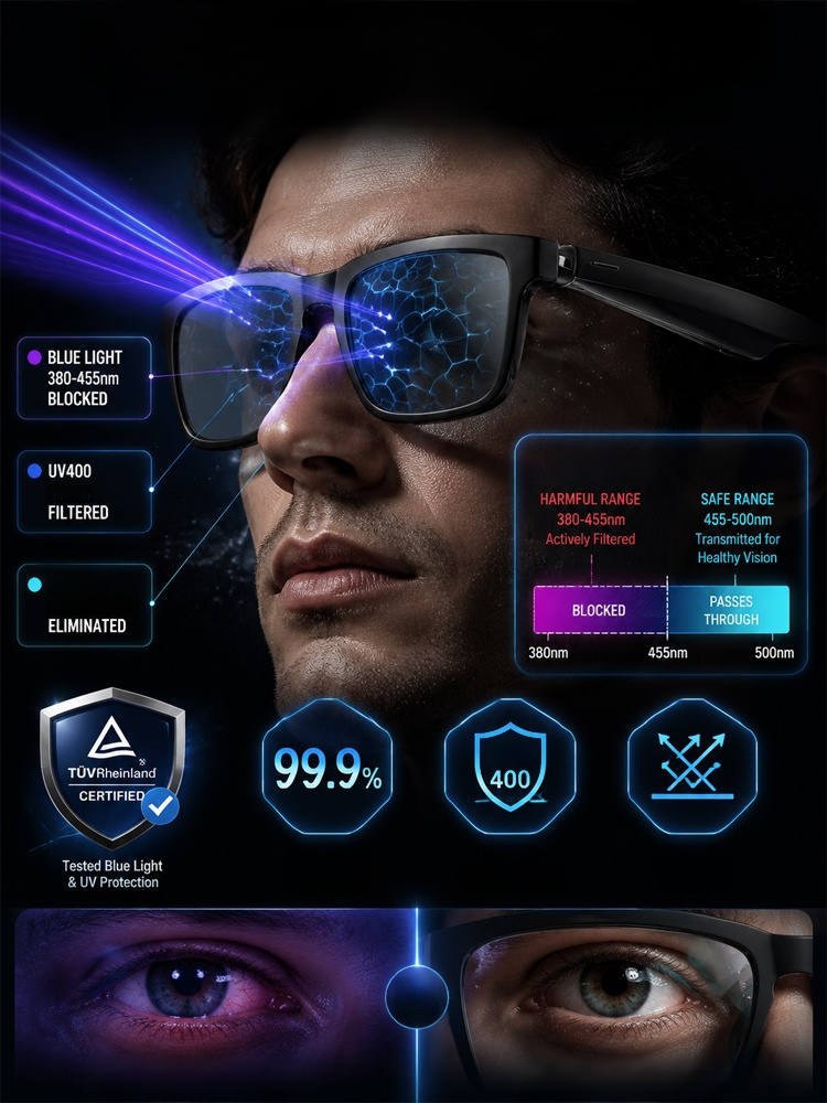 AI Smart Bluetooth Glasses, Talk to AI Without Looking at a Screen. Get Instant Navigation, Answers, and Translations. 