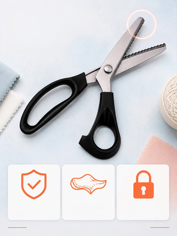[Automatic Edge Sealing] Multi-functional Serrated Edge Scissors, Stop Fabric Fraying Instantly! German Hardened Steel. Zero-Fray Edges.