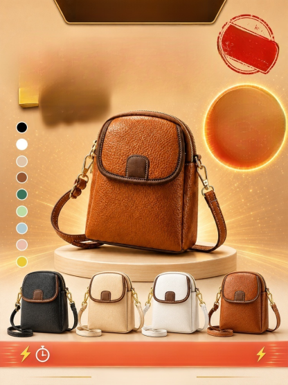 Color-blocked minimalist women's crossbody phone bag, Built-in RFID protection for ultimate security!