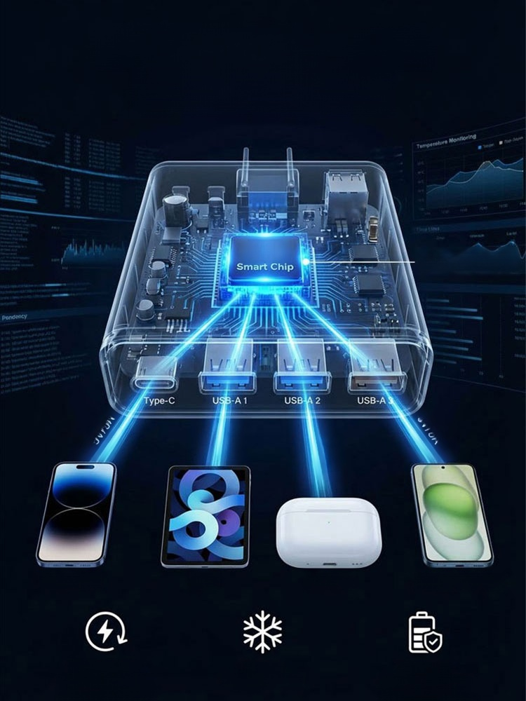 [Extends Battery Life] Multi-port Universal Charger, AI cooling tech: No more throttling. End planned obsolescence. Last 3 years longer.
