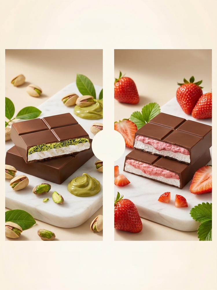 Dubai Style Pistachio Nougat Chocolate, Only 50 Cal! 0 Trans Fat, Guilt-Free Sweet Treat