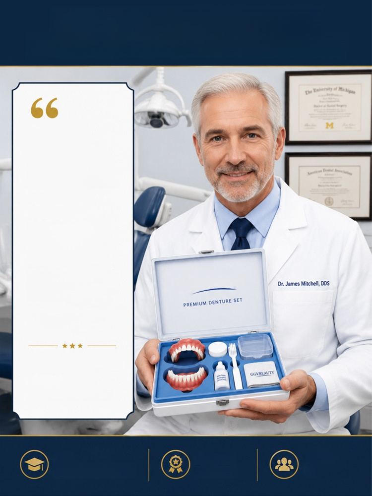[Comfortable to Wear All Day] Premium Full Denture Set, Trusted by 10,000+ Users. Natural & Youthful Smile!
