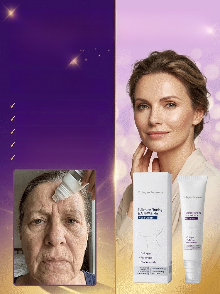 Fullerene Firming and Anti-Wrinkle Neck Cream, 4X anti-aging technology restores skin firmness and elasticity!