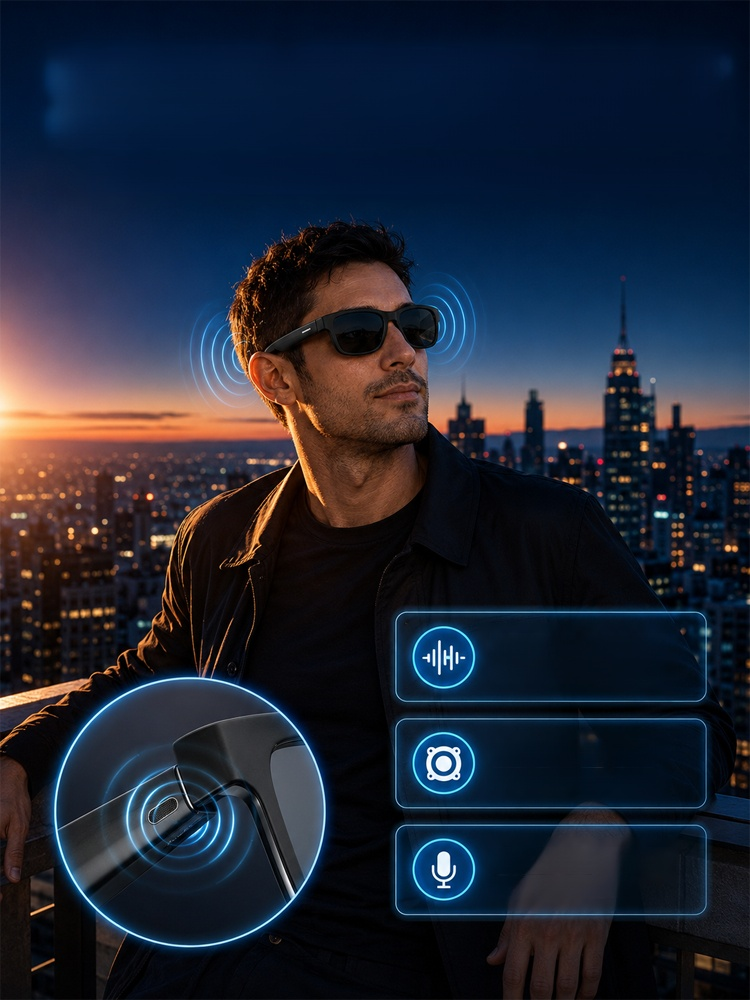 AI Smart Bluetooth Glasses, Talk to AI Without Looking at a Screen. Get Instant Navigation, Answers, and Translations. 
