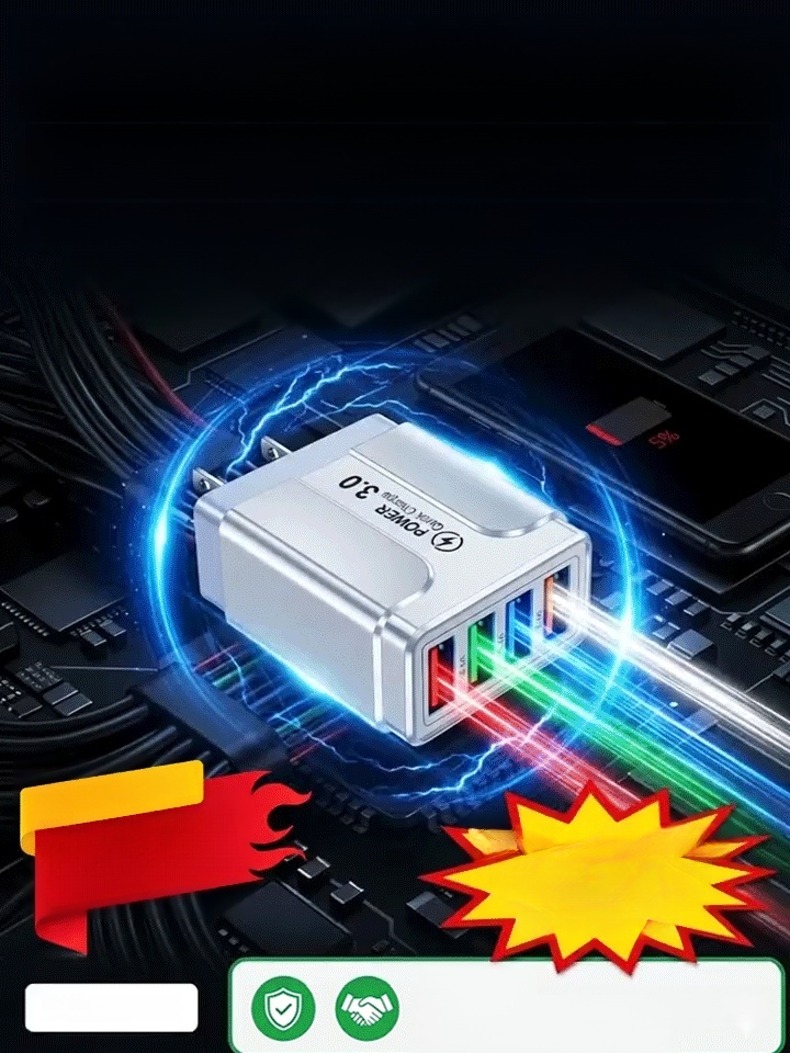 ✨ Experiencing phone lag and fast battery drain? The AI Smart Four-Port Charger revives your old phone with smooth performance and rejuvenated battery life!