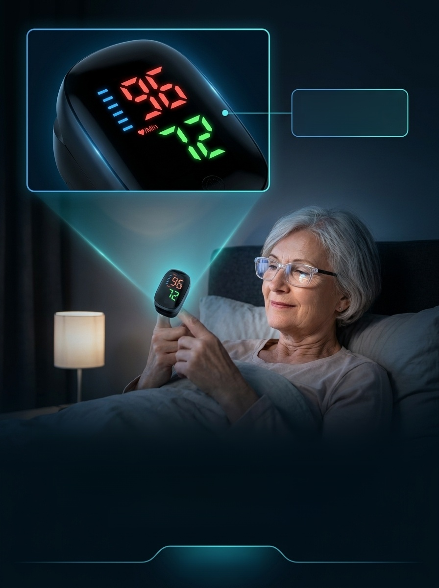 [99% Accuracy] Finger-Clip Pulse Oximeter, Results in 3 seconds, 99.9% accuracy, large, clear screen, simple and easy to use.