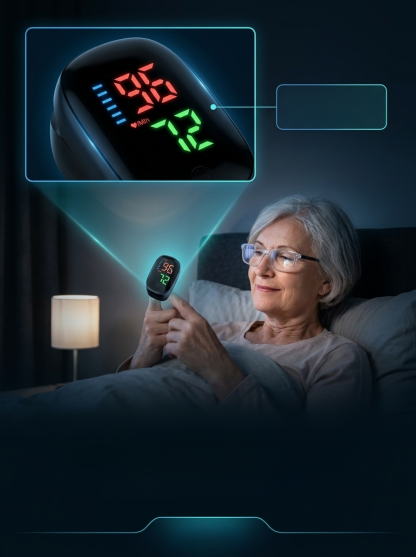 [99% Accuracy] Finger-Clip Pulse Oximeter, Results in 3 seconds, 99.9% accuracy, large, clear screen, simple and easy to use.