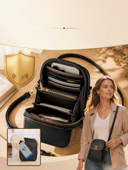Color-blocked minimalist women's crossbody phone bag, Built-in RFID protection for ultimate security!
