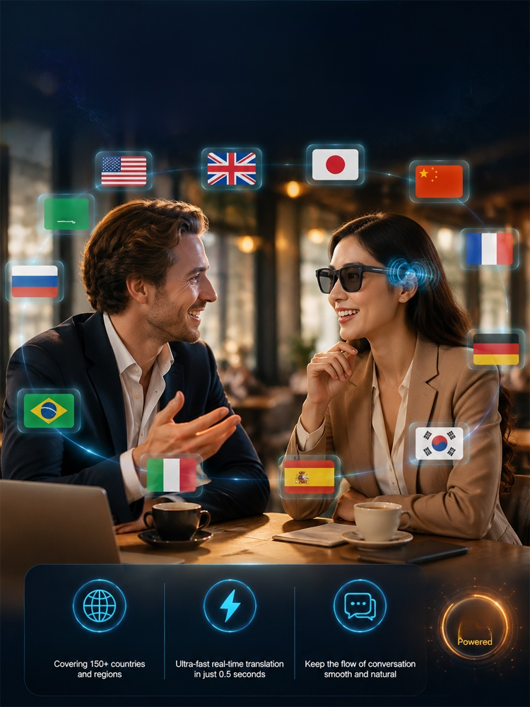 AI Smart Bluetooth Glasses, Talk to AI Without Looking at a Screen. Get Instant Navigation, Answers, and Translations. 