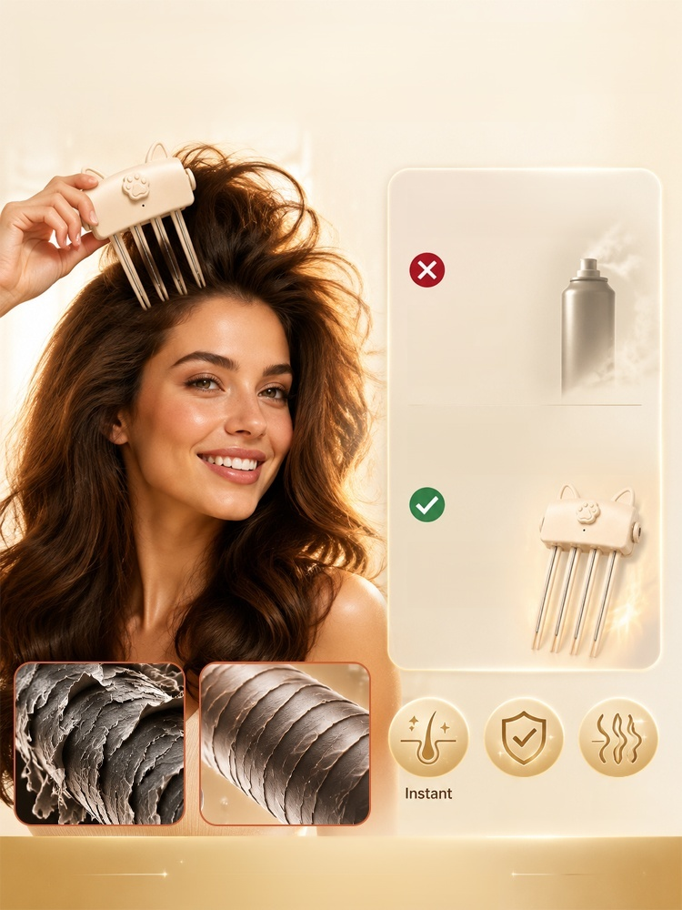 Instantly lifts and sets hair roots with heat! 3-Second Invisible Root Lift! Zero Chemicals, Scalp-Safe Heat.