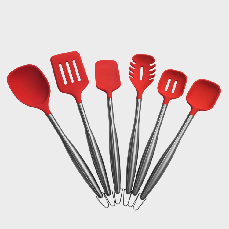 Bamboo handle silicone spatula set kitchenware bucket spoon spatula 6-piece set