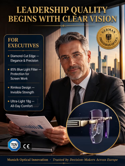 Diamond Rimless Blue Light Blocking Reading Glasses, One Pair for All Distances. Clear Vision, No Boundaries!