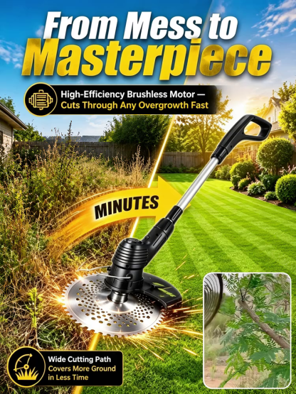 Foldable Rechargeable Garden Lawn Mower, Ditch the fumes and cords with one-touch power! SK-9 alloy blade covers 3X area per swing!