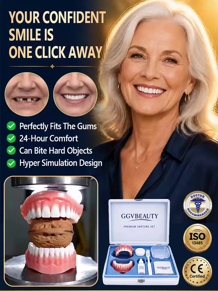 [Comfortable to Wear All Day] Premium Full Denture Set, Trusted by 10,000+ Users. Natural & Youthful Smile!