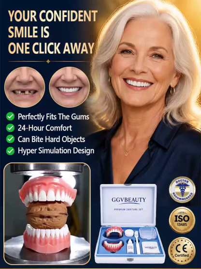 [Comfortable to Wear All Day] Premium Full Denture Set, Trusted by 10,000+ Users. Natural & Youthful Smile!