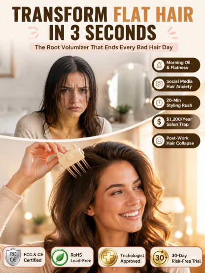 Instantly lifts and sets hair roots with heat! 3-Second Invisible Root Lift! Zero Chemicals, Scalp-Safe Heat.