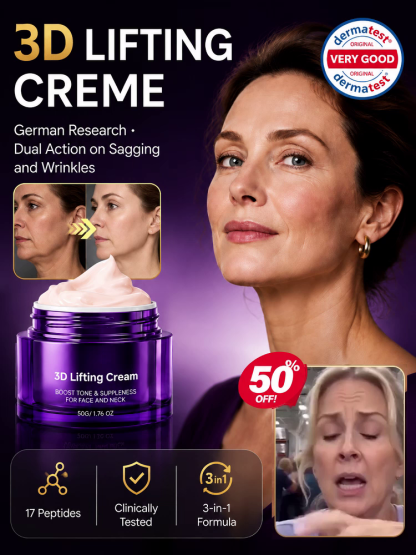 German Advanced 3D Firming & Lifting Cream, 28 Days to a Defined Jawline, -44.3% Reduction in Wrinkle Depth