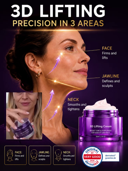 German Advanced 3D Firming & Lifting Cream, 28 Days to a Defined Jawline, -44.3% Reduction in Wrinkle Depth
