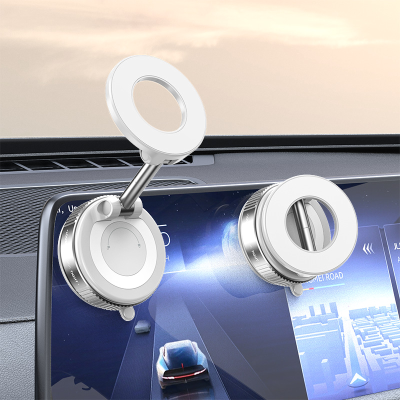 【Home and Car】Multi-purpose Magnetic Phone Holder, Vacuum lock & dual-layer magnets keep your phone safe on bumpy roads. No marks left
