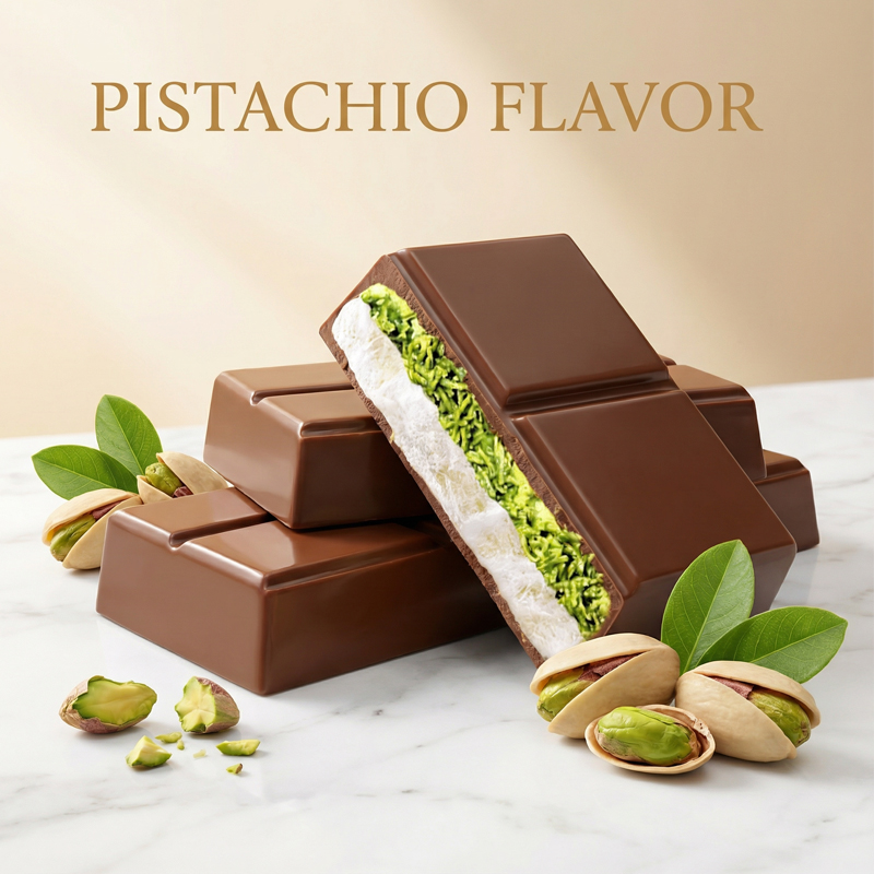 Dubai Style Pistachio Nougat Chocolate, Only 50 Cal! 0 Trans Fat, Guilt-Free Sweet Treat