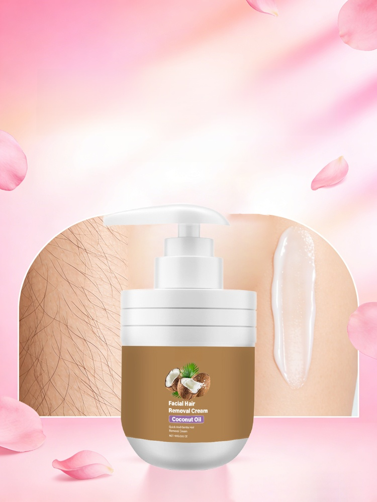 🧖‍♀️ Coconut Oil Facial Hair Removal Cream 💆‍♀️ 🌸 Natural coconut oil gently softens hair and soothes skin 🕐 Creamy texture, easy to apply ✨ Simultaneously nourishes hair follicles
