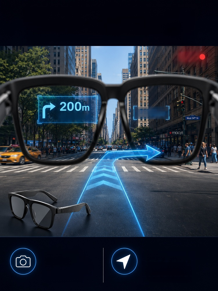 AI Smart Bluetooth Glasses, Talk to AI Without Looking at a Screen. Get Instant Navigation, Answers, and Translations. 