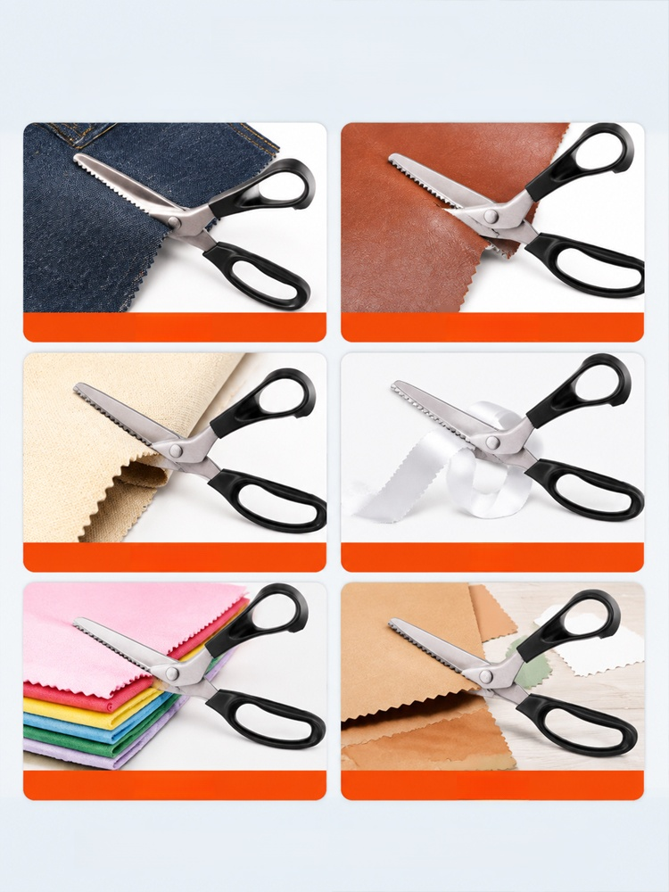 [Automatic Edge Sealing] Multi-functional Serrated Edge Scissors, Stop Fabric Fraying Instantly! German Hardened Steel. Zero-Fray Edges.