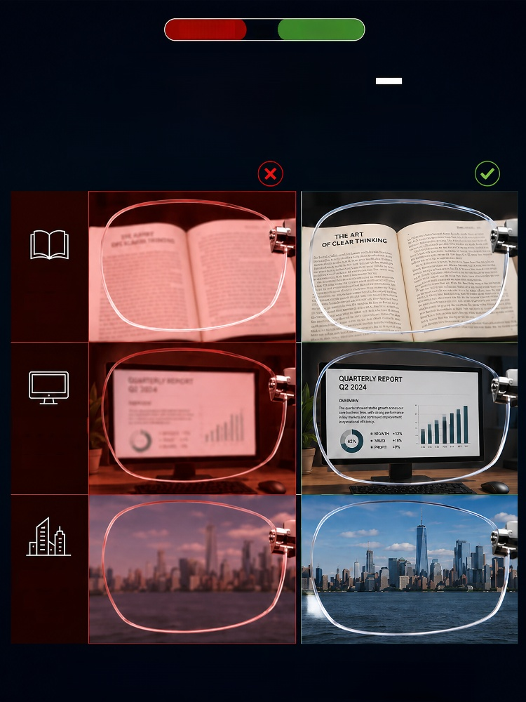 German Optical Precision Glasses: Clear Vision Near, Ultra-light Diamond-Cut Rimless Reading Glasses